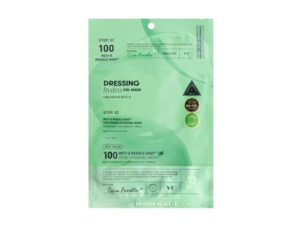 VT - RETI-A REEDLE SHOT 100 2 STEP HYDROGEL MASK - Dvoukroková regenerační hydrogelová maska s retinoidy a CICA REEDLE™ 1,5 g a 33 g