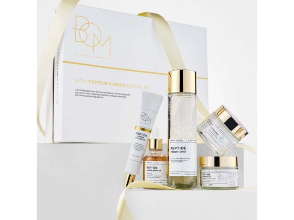 B.O.M. - PEPTIDE POWER GIFT SET - Luxusní protivrásková dárková sada s peptidy a 24k zlatem 5 produktů