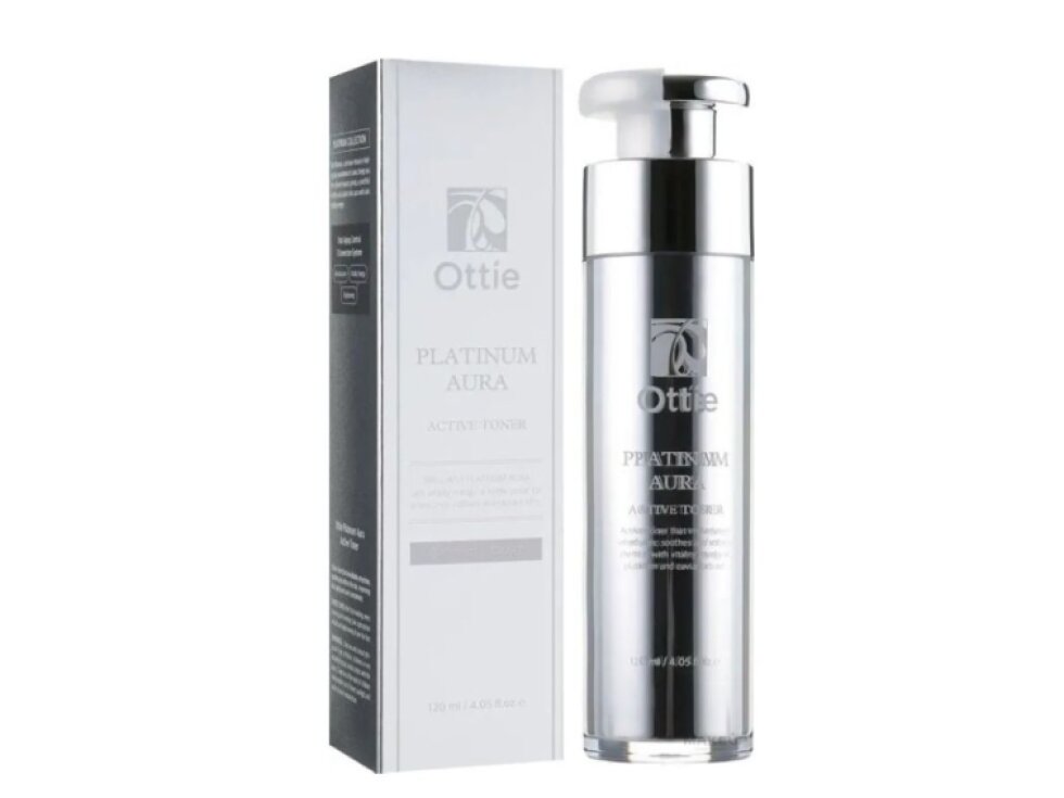 OTTIE - PLATINUM AURA ACTIVE TONER - Protivráskový toner s platinou a kaviárem pro obnovu, výživu a rozjasnění pleti 120 ml