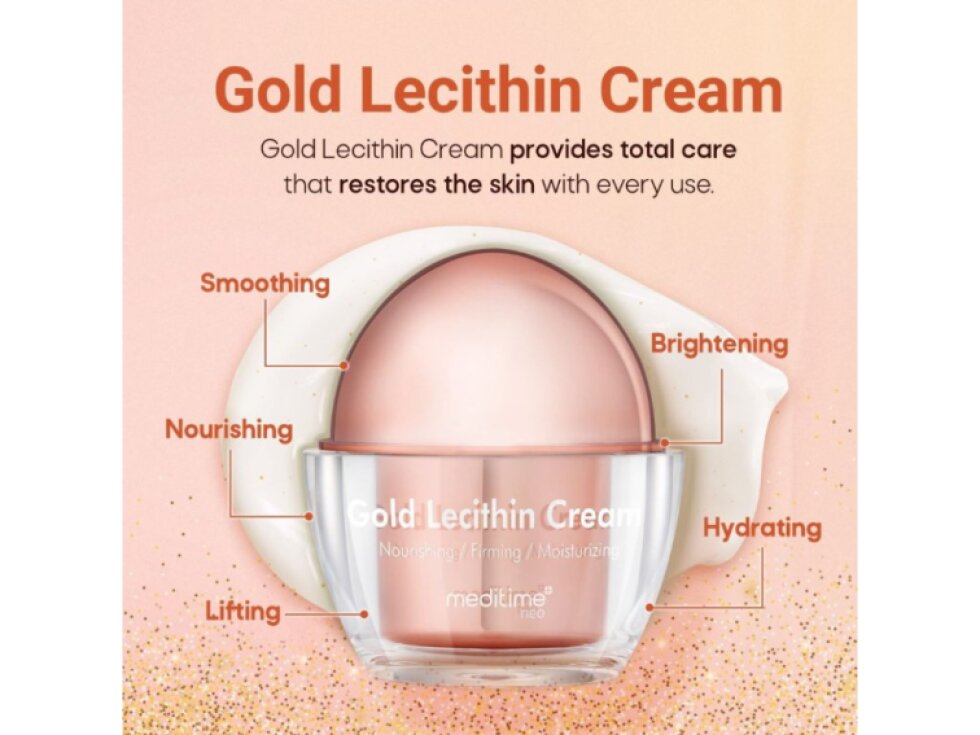 MEDITIME - GOLD LECITIN CREAM - Luxusní výživný a zpevňující pleťový krém se zlatem a lecithinem 50 ml
