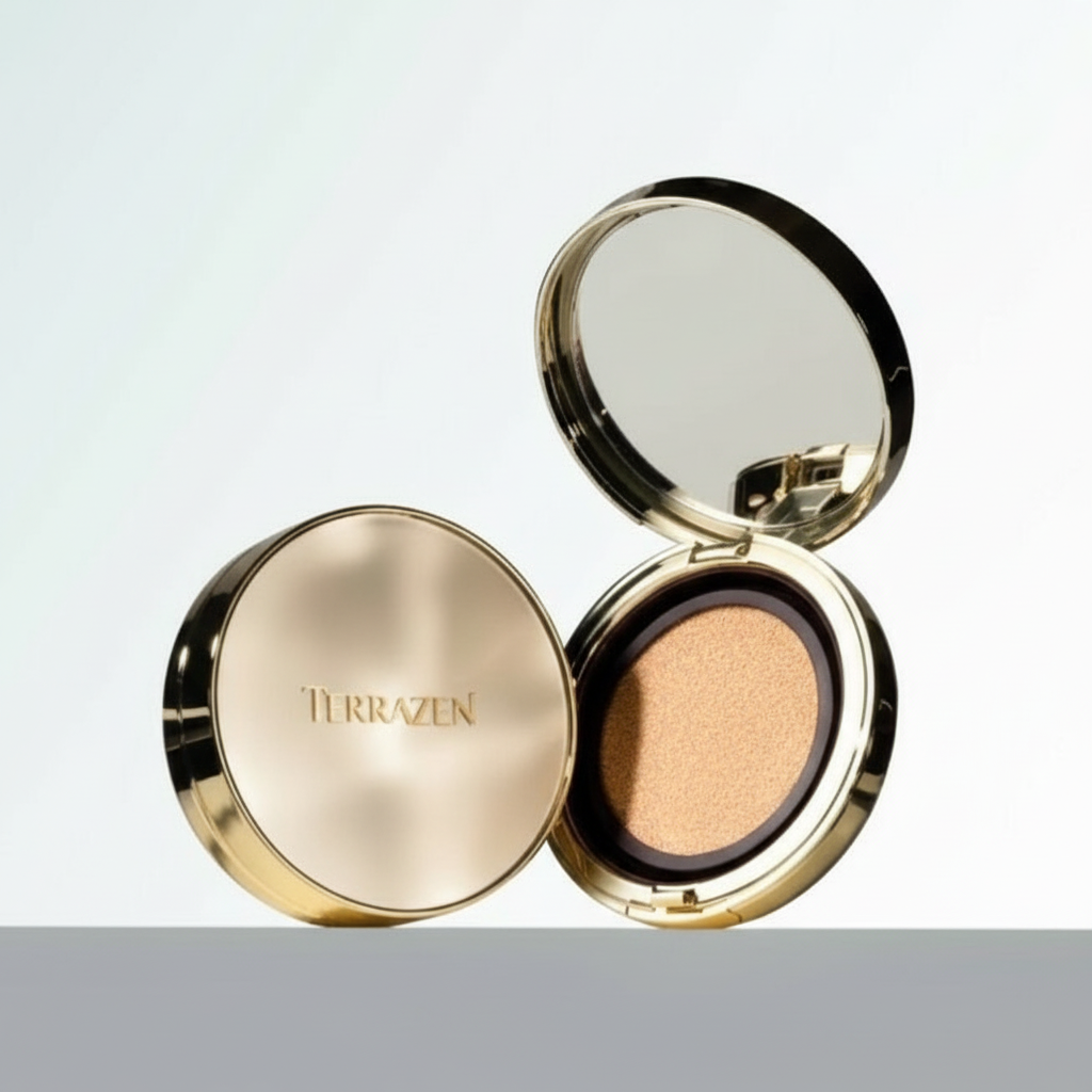 TERRAZEN - PERFEC FINISH CUSHION - Perfektně krycí cushion make-up s anti-aging účinkem a SPF50+ PA++++ Odstín 21 Light Beige 15 g + náhradní náplň 15 g