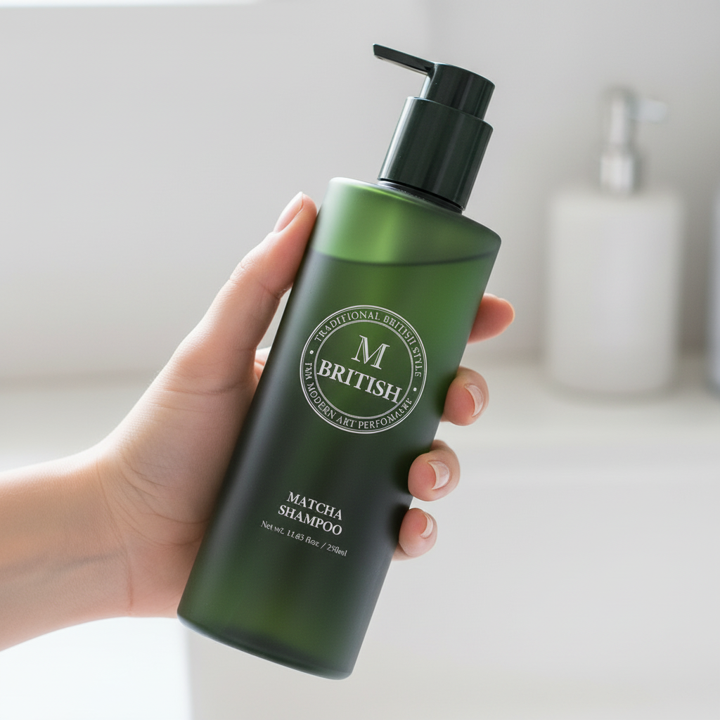 BRITISH M - MATCHA SHAMPOO - Korejský posilující šampon s matchou proti vypadávání vlasů 350 ml