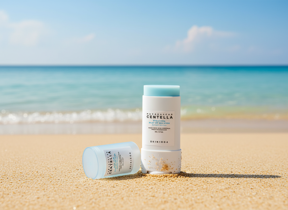 SKIN1004 - MADAGASCAR CENTELLA HYALU CICA SILKY FIT SUN STICK - Ultralehký opalovací stick s vysokou ochranou a zklidňujícím účinkem SPF 50+ PA++++ 7 g MINI VELIKOST