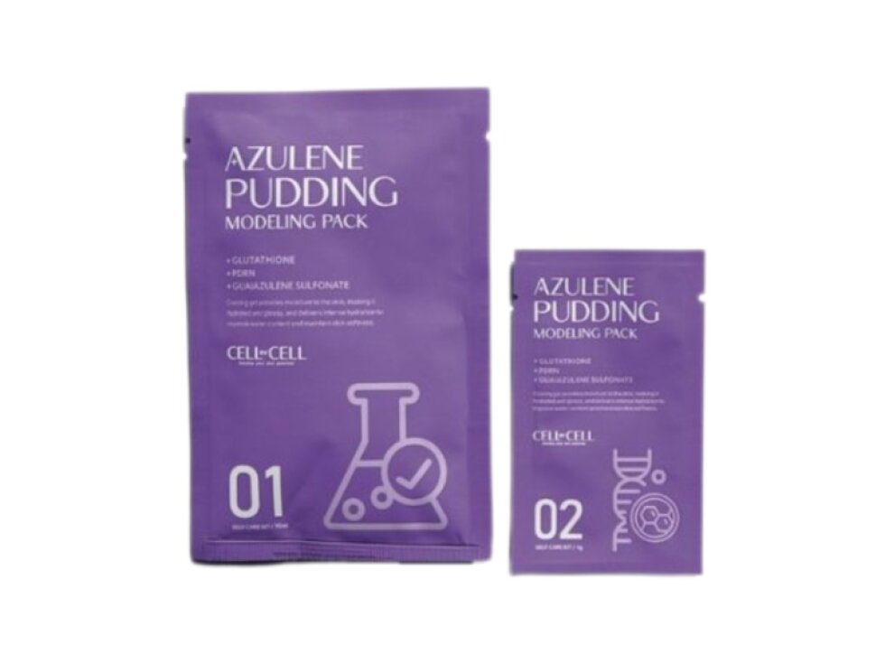 CELL BY CELL - AZULENE PUDDING MODELING MASK - SOS zklidňující pudding maska s azulénem, PDRN a glutathionem 1 dávka