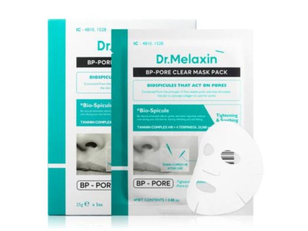 DR. MELAXIN - BP-PORE CLEAR MASK PACK - Čisticí a stahující plátýnková maska na póry s Bio-Spicule technologií 30 g