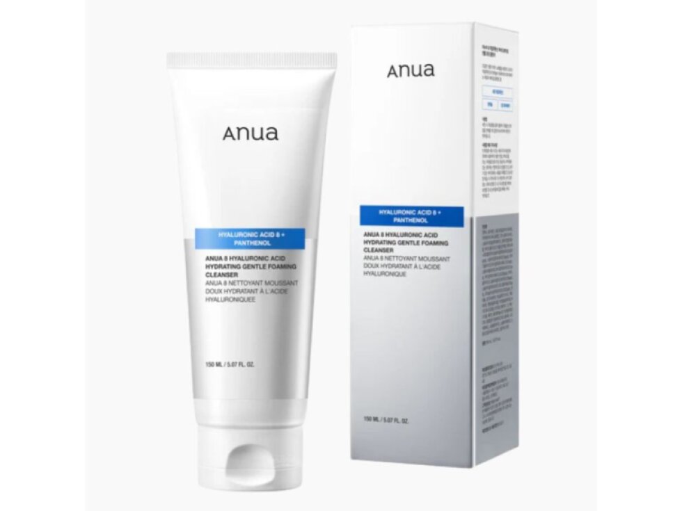 ANUA - 8 HYALURONIC ACID HYDRATING GENTLE FOAMING CLEANSER - Jemná hydratační čisticí pěna s 8 druhy kyseliny hyaluronové 150 ml