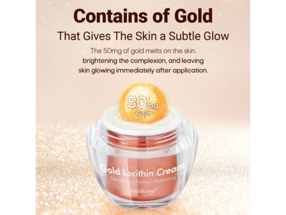 MEDITIME - GOLD LECITIN CREAM - Luxusní výživný a zpevňující pleťový krém se zlatem a lecithinem 50 ml