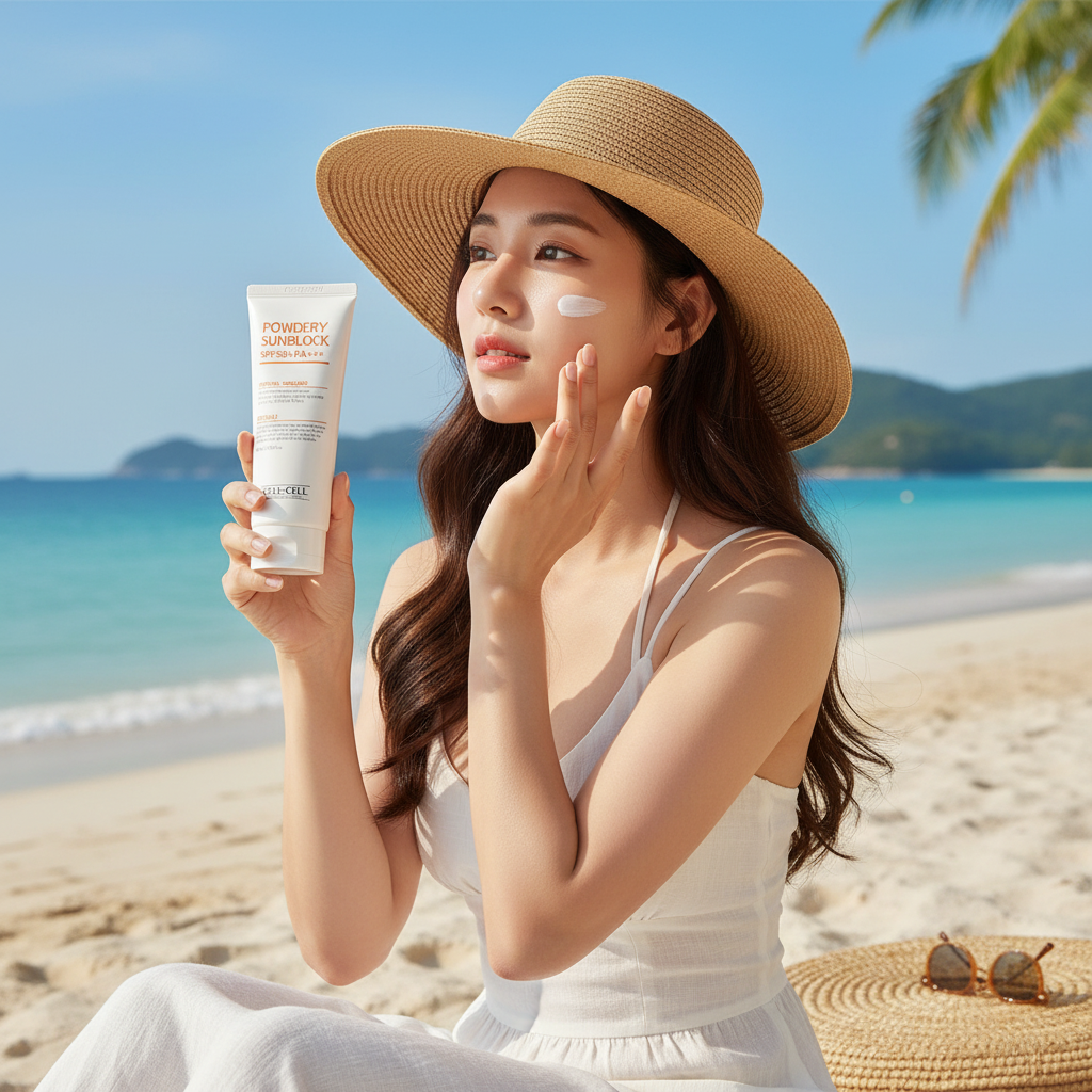 CELL BY CELL - POWDERY SUNBLOCK SPF50+ PA+++ - Lehký 100% minerální opalovací krém 100 ml