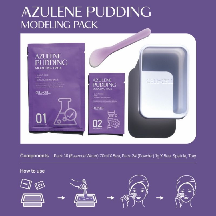 CELL BY CELL - AZULENE PUDDING MODELING MASK - SOS zklidňující pudding maska s azulénem, PDRN a glutathionem 1 dávka