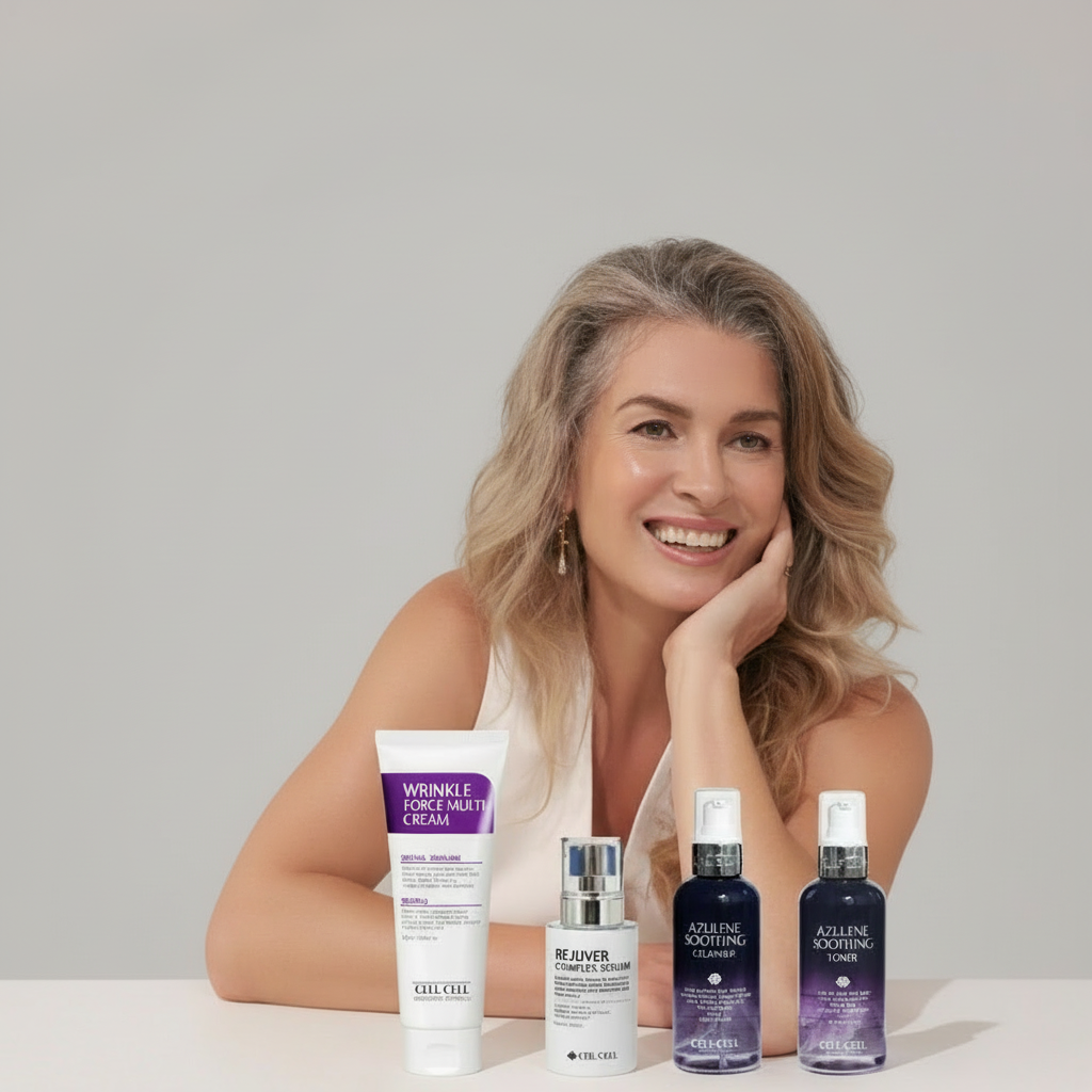 CELL BY CELL - ANTI-AGE SET AZULENE - Luxusní protivrásková sada s azulenem, peptidy a kolagenem 4 produkty