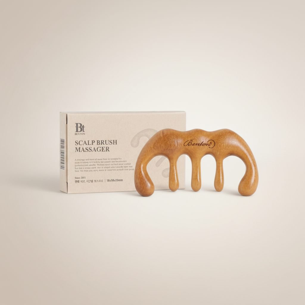 Benton - Scalp Brush Massager - Dřevěný masážní kartáč na pokožku hlavy s 8 výstupky