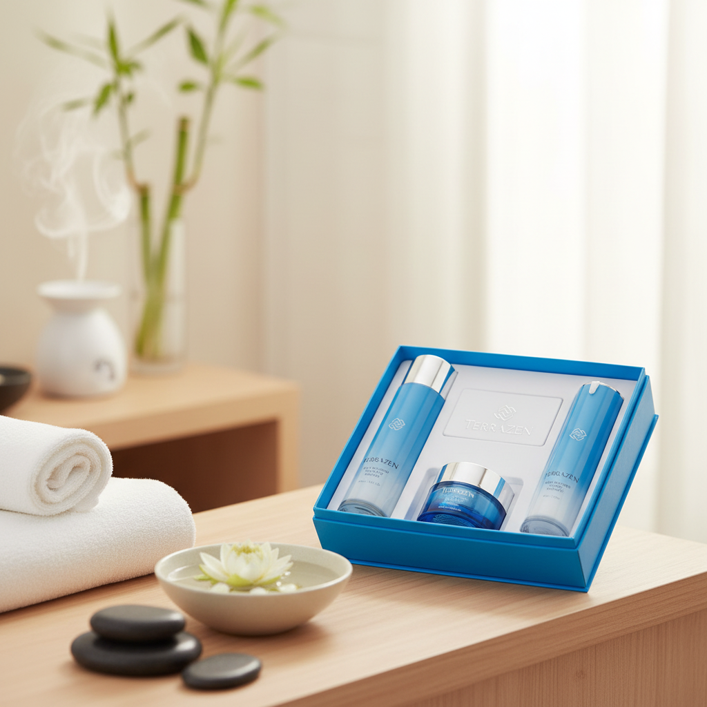 TERRAZEN - AQUA RECHEARGE SPECIAL SET - Hydratační dárková sada pro okamžitý komfort, obnovu bariéry a dlouhodobou hydrataci pleti 3 ks Limitovaná edice