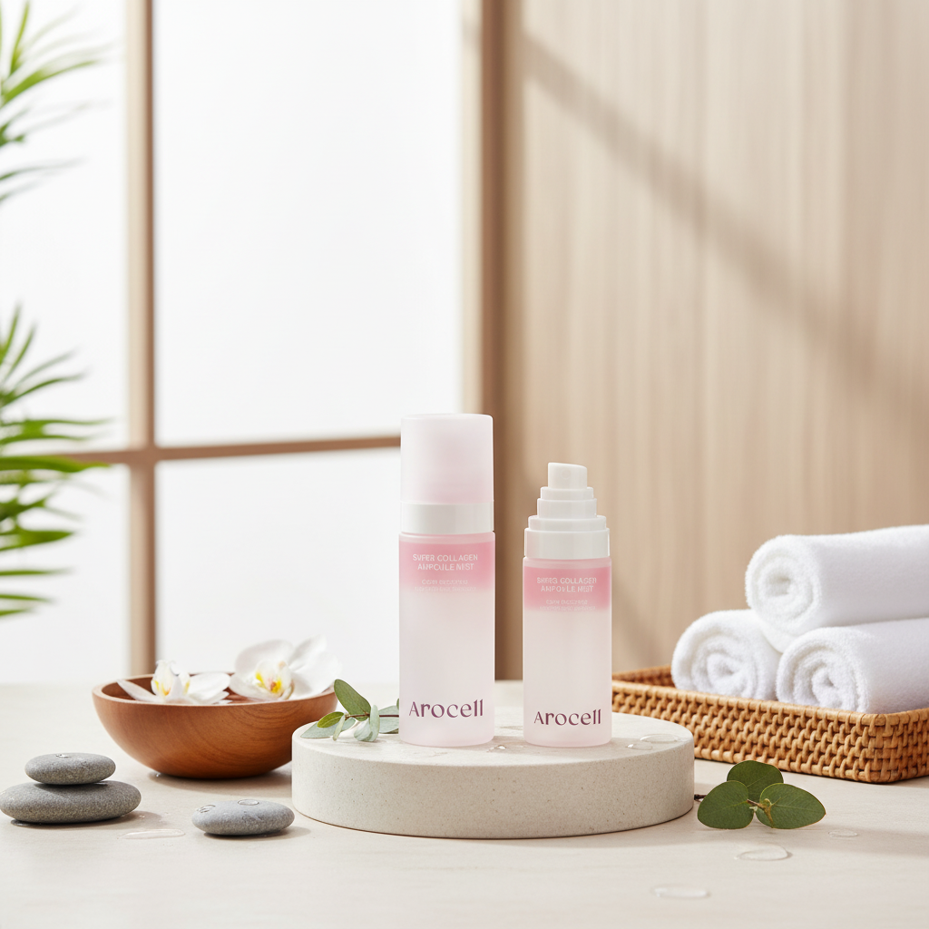 AROCELL - SUPER COLLAGEN AMPOULE MIST - Dvoufázové kolagenové sérum ve spreji pro plnější, zářivější a pevnější pleť již po prvním použití 80 ml