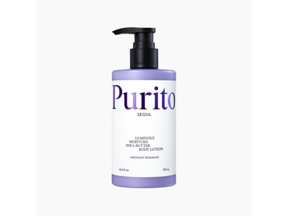 PURITO SEOUL - LUMINOUS MOISTURE SHEA BUTTER BODY LOTION MIDNIGHT ROMANCE - Tělové mléko s bambuckým máslem a vůní Noční romantika 300 ml