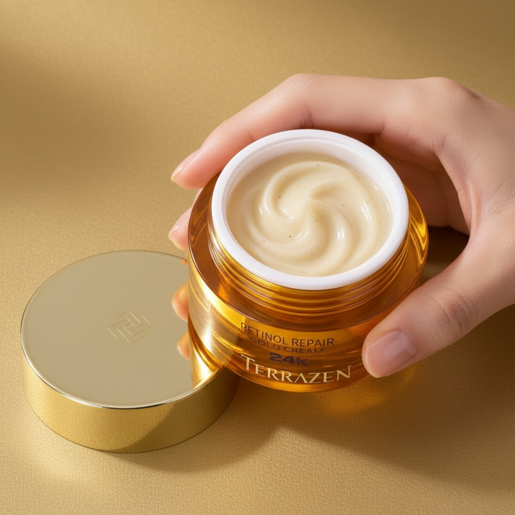 TERRAZEN - RETINOL REPAIR GOLD CREAM - Luxusní protivráskový krém s multi-retinolem, 24k zlatem a peptidy 50 ml
