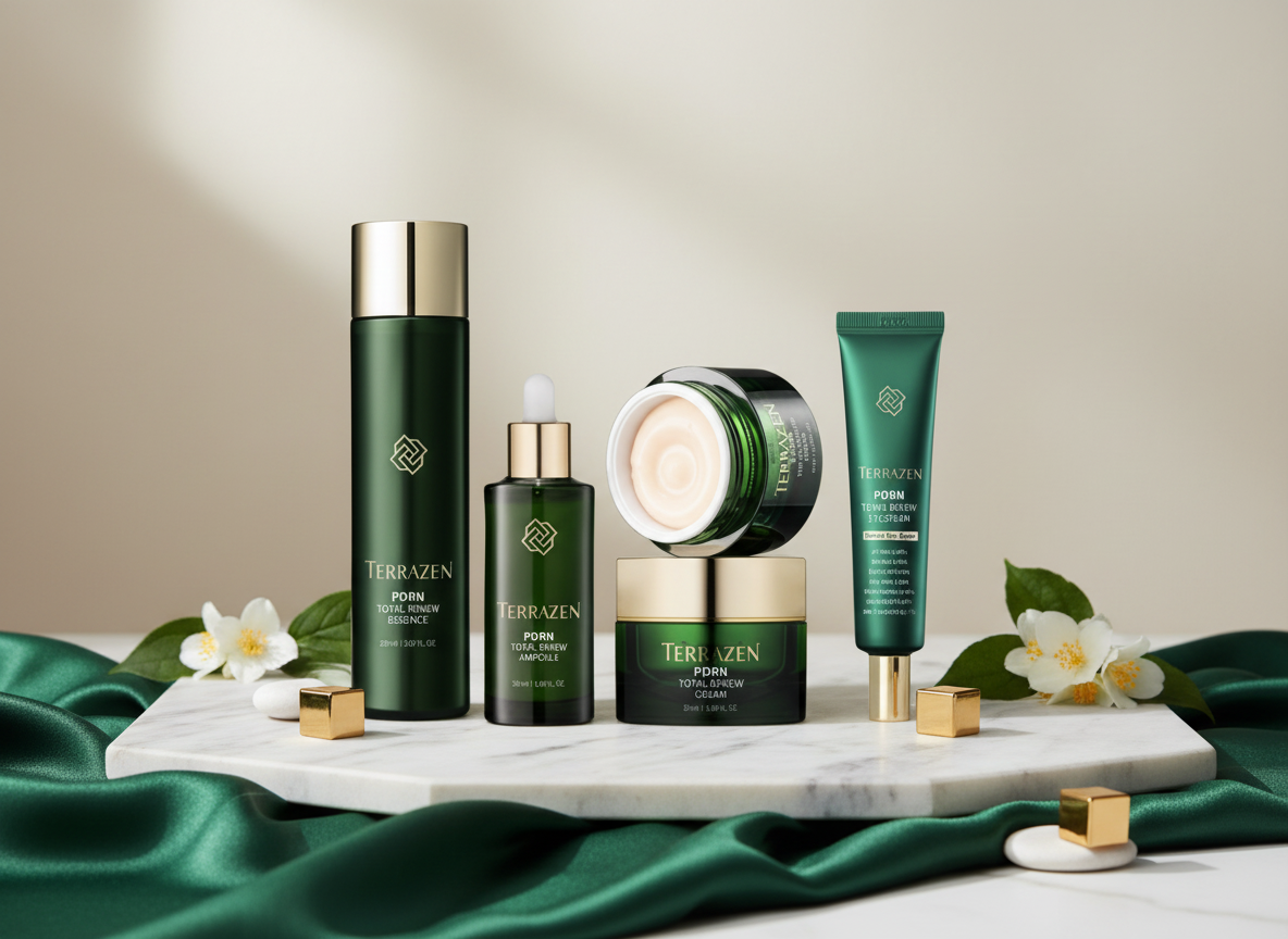 TERRAZEN - PDRN TOTAL RENEW - Luxusní regenerační péče s PDRN a kyselinou hyaluronovou pro obnovu a zpevnění pleti 4 produkty