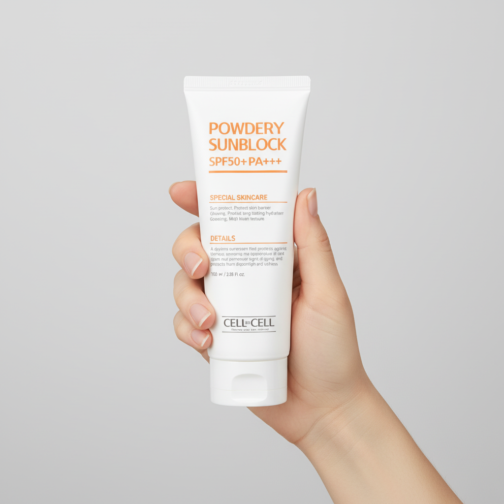 CELL BY CELL - POWDERY SUNBLOCK SPF50+ PA+++ - Lehký 100% minerální opalovací krém 100 ml