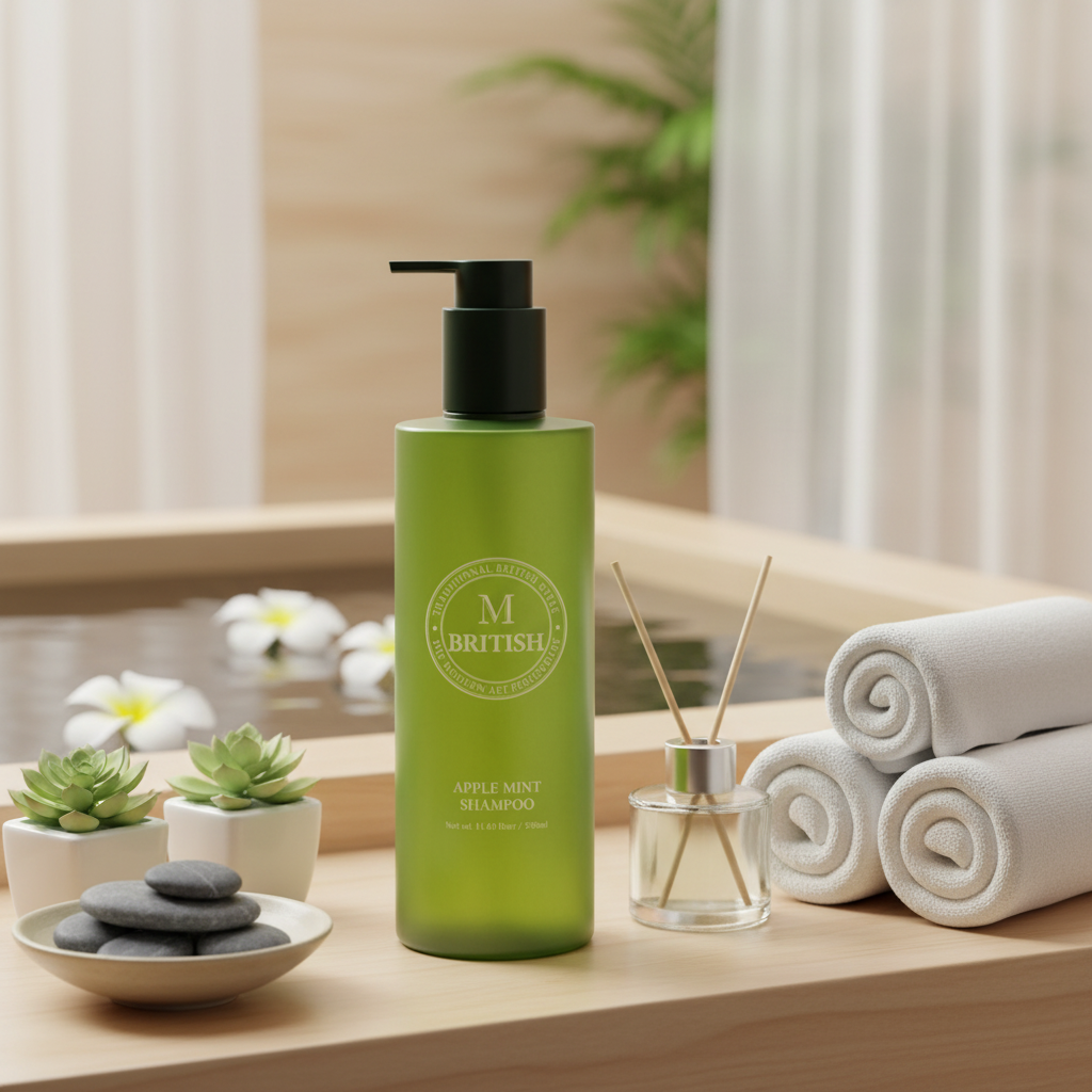 BRITISH M - APPLE MINT COOLING SHAMPOO - Korejský chladivý šampon pro mastnou pokožku hlavy 350 ml