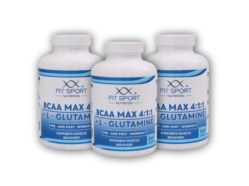 FitSport Nutrition 3x BCAA MAX 4:1:1 + L-Glutamine 240 kapslí