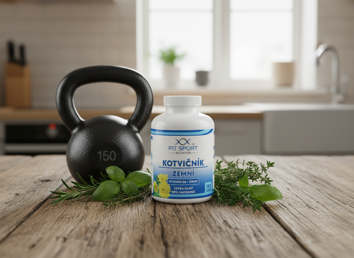 FitSport Nutrition Kotvičník zemní 90% + Vitamin B6 + Zinek 150 kapslí