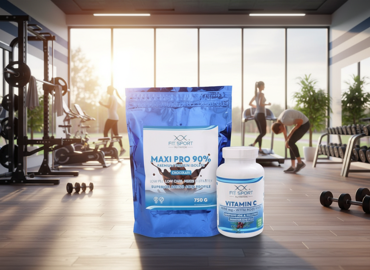 FitSport Nutrition Maxi Pro 90% 750g + Vitamin C 1000mg with Rose Hips 120 tablet