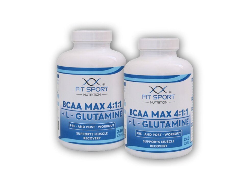 FitSport Nutrition 2x BCAA MAX 4:1:1 + L-Glutamine 240 kapslí