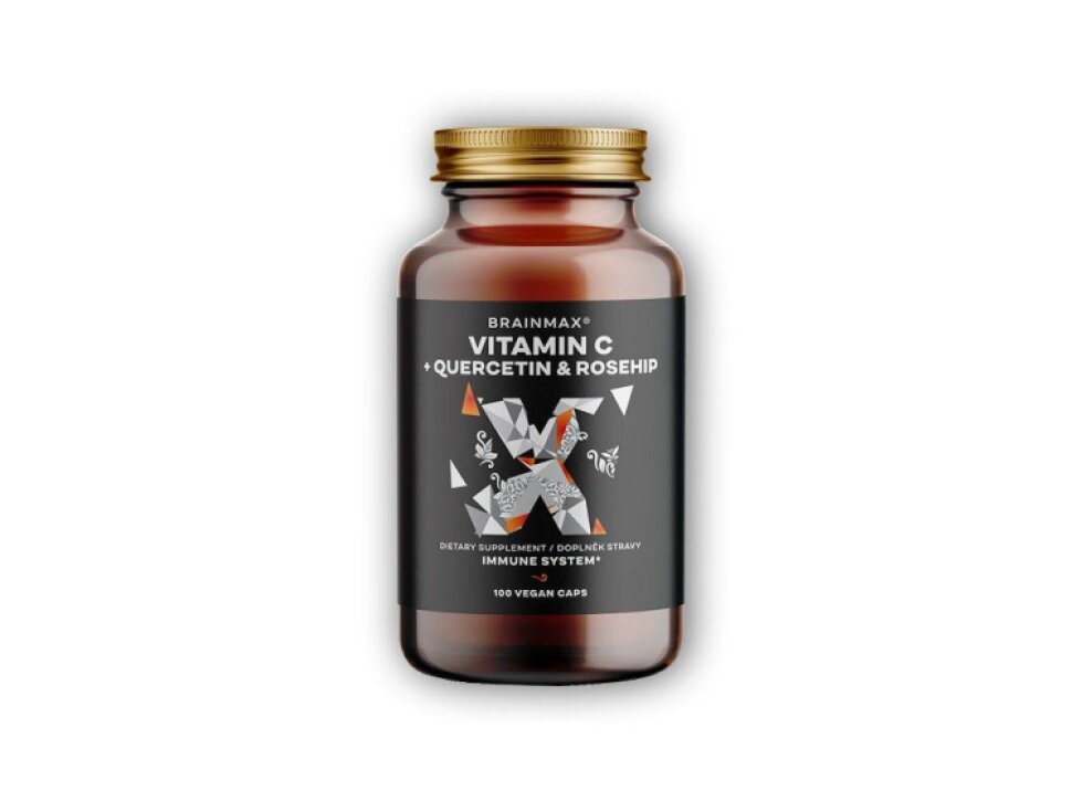 BrainMax Vitamin C & Quercetin, Rose Hip 100 rostlinných kapslí