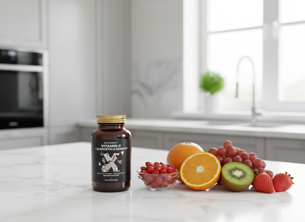 BrainMax Vitamin C & Quercetin, Rose Hip 100 rostlinných kapslí