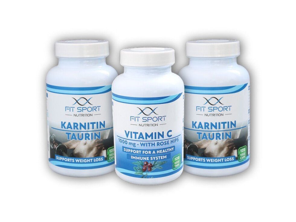 FitSport Nutrition 2x Karnitin Taurin 120cp + Vit C 120 cps