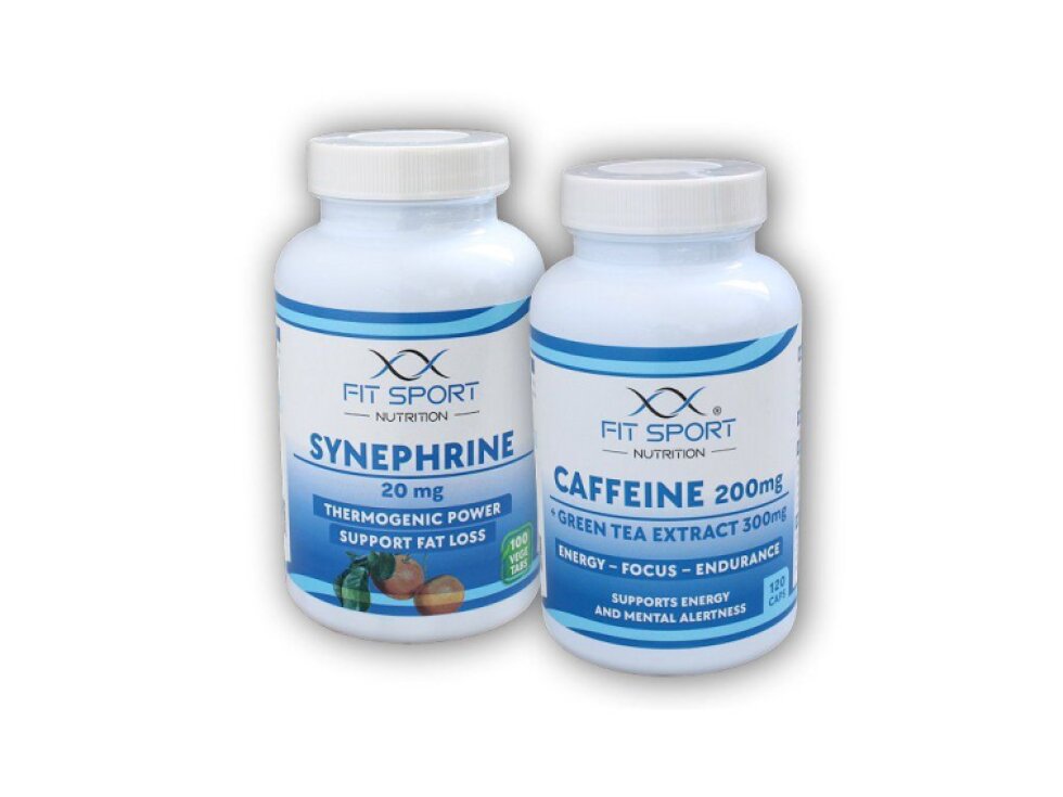 FitSport Nutrition Caffeine 200mg + Green Tea 300mg 120 caps + Synephrine 20mg 100 vege tabs