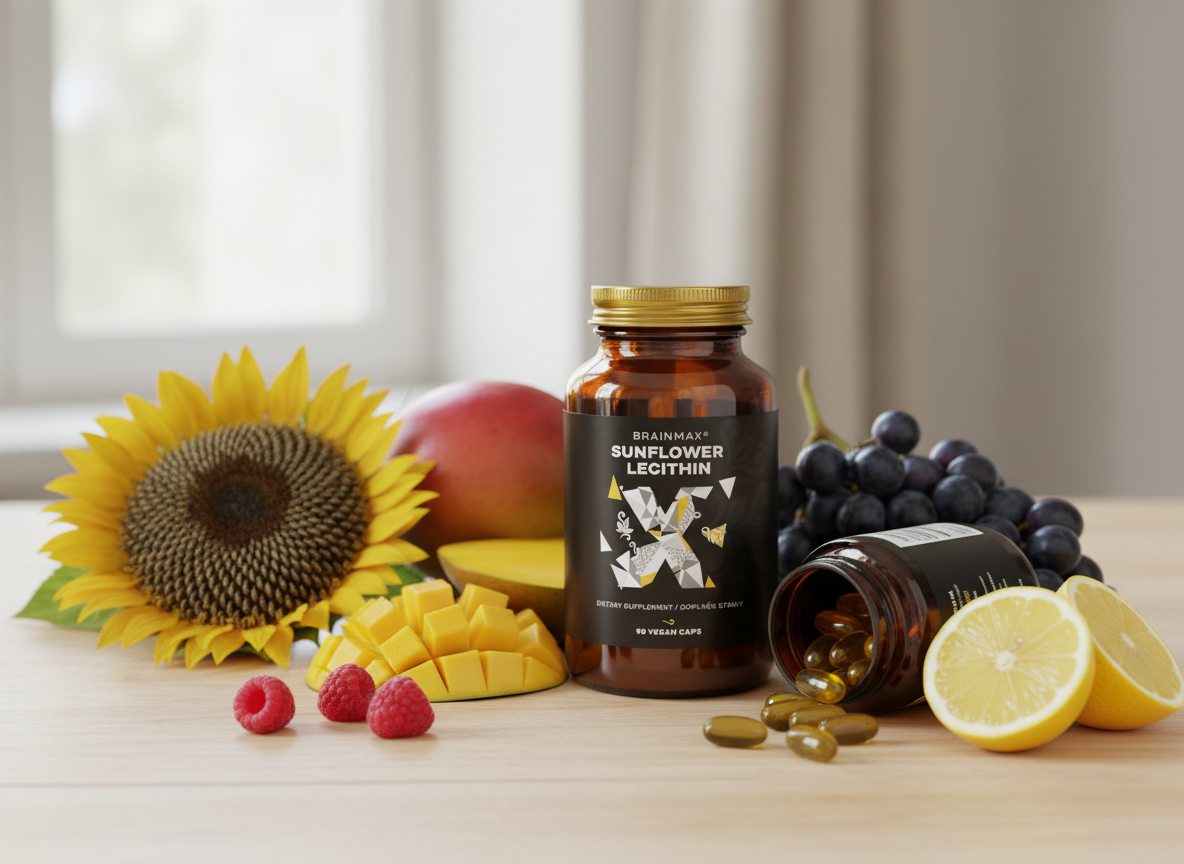 BrainMax Sunflower Lecithin, slunečnicový lecitin 90 rostlinných kapslí