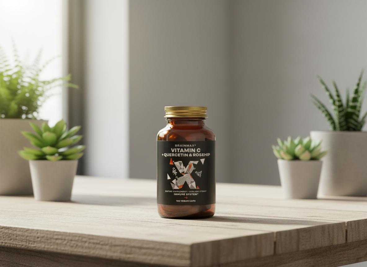 BrainMax Vitamin C & Quercetin, Rose Hip 100 rostlinných kapslí