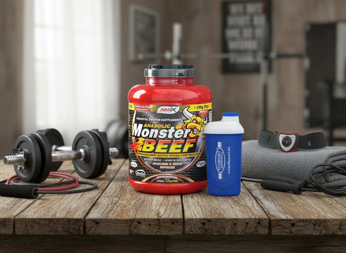 Fitsport Anabolic Monster BEEF 90% Prot. 2200g + šejkr