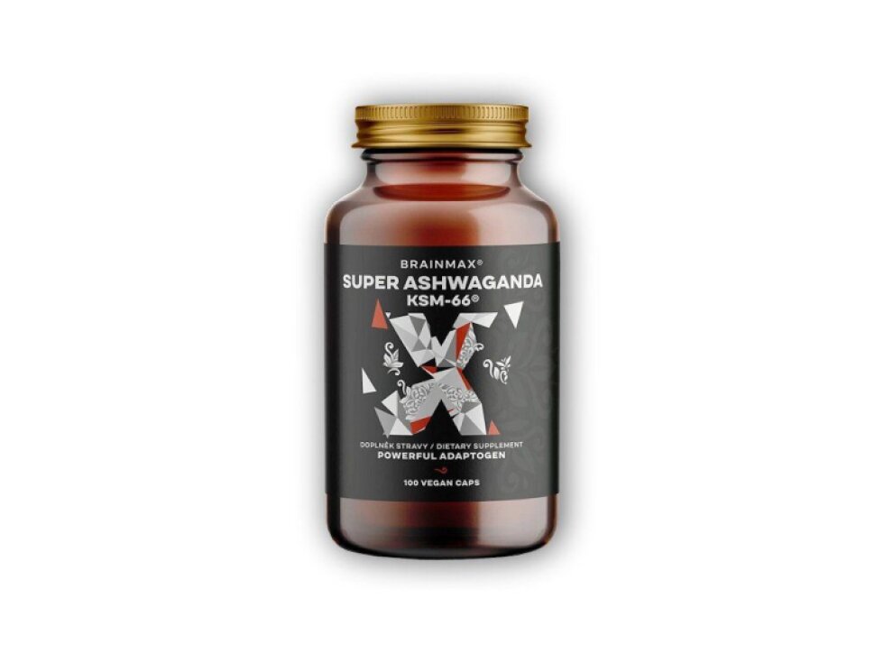 BrainMax Super Ashwagandha extrakt KSM-66 100 rostlinných kapslí