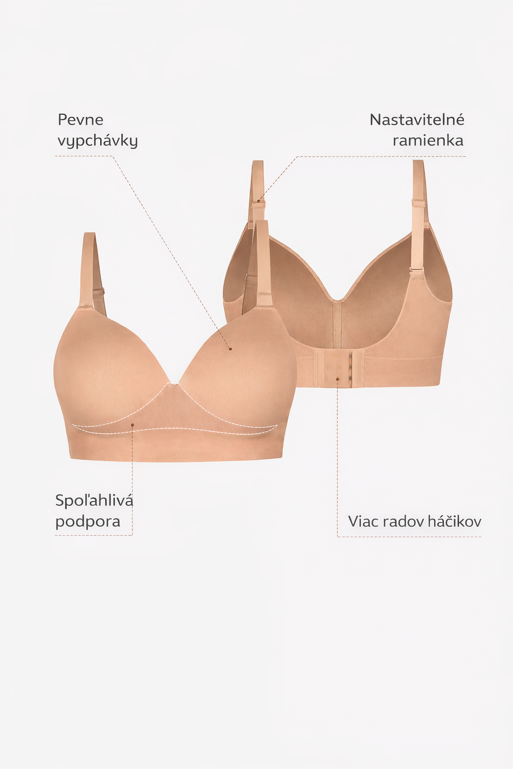 Bezšvová formujúca podprsenka bez kostíc, NUDE