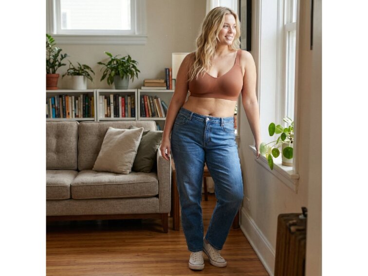 Bezšvová tvarujúca podprsenka bez kostíc so širokými ramienkami, SVETLOHNEDÁ