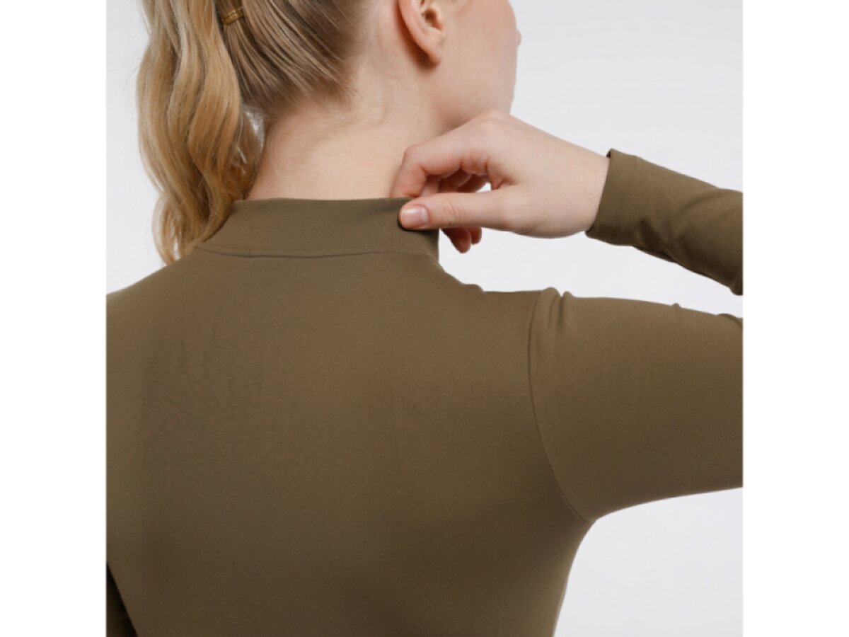 Tvarujúce body na zips s dlhým rukávom, KHAKI
