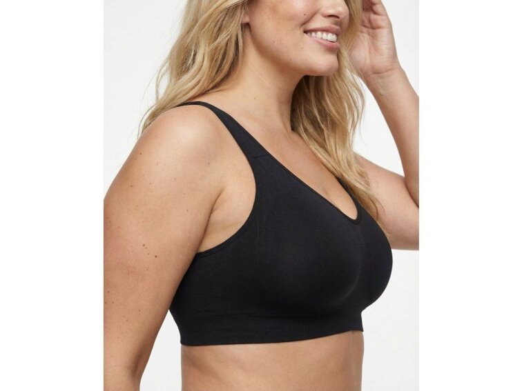 Bezšvová tvarujúca podprsenka bez kostíc so širokými ramienkami, ČIERNA