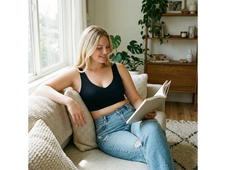 Bezšvová podprsenka tvarujúca chrbát, ČIERNA