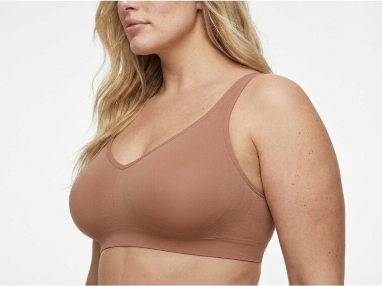 Bezšvová tvarujúca podprsenka bez kostíc so širokými ramienkami, SVETLOHNEDÁ