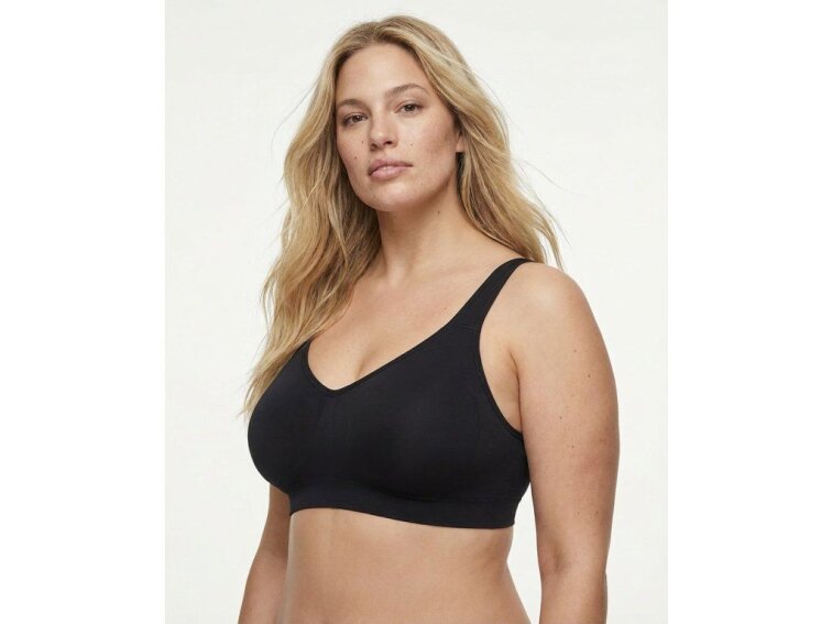 Bezšvová tvarujúca podprsenka bez kostíc so širokými ramienkami, ČIERNA