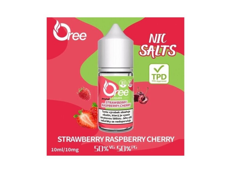 Liquid Oree SALT Strawberry raspberry cherry - Jahoda malina třešeň 10ml - 10mg