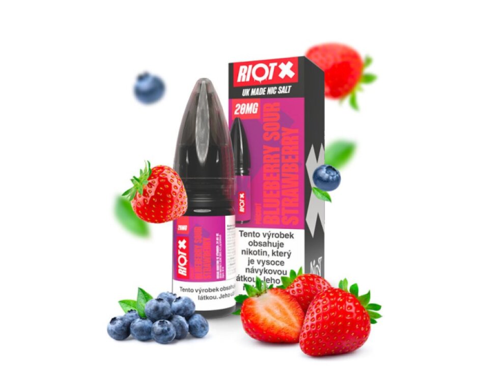RIOT X Salt Blueberry Sour Strawberry (Kyselá borůvka a jahoda) 10ml