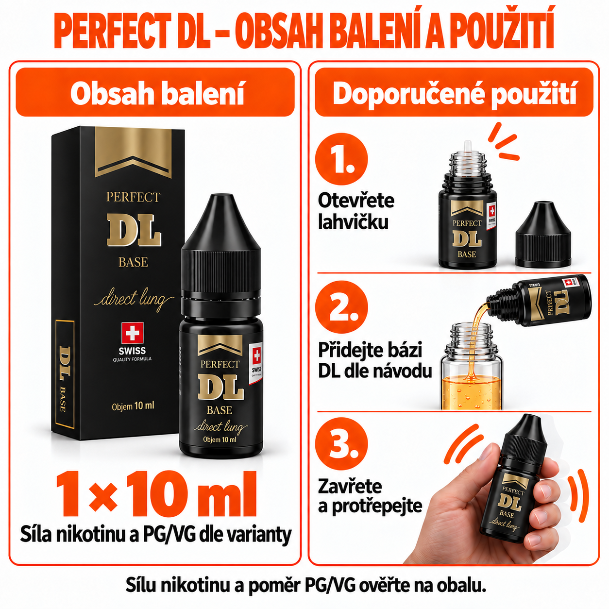 JustVape DL NicShot (70VG/30PG) 10ml intenzita nikotinu 18mg