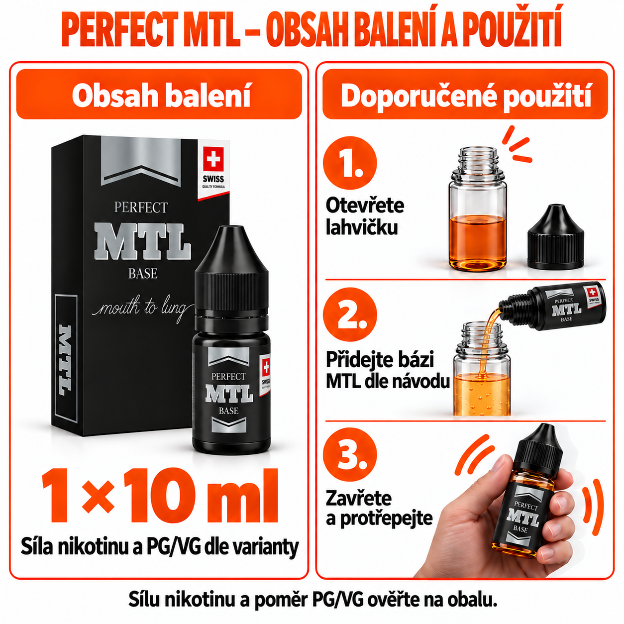 JustVape MTL beznikotinová báze (50VG/50PG) 10ml bez nikotinu