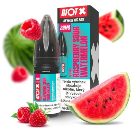 Liquid RIOT X Salt Raspberry Sour Watermelon (Malina a vodní meloun) 10ml