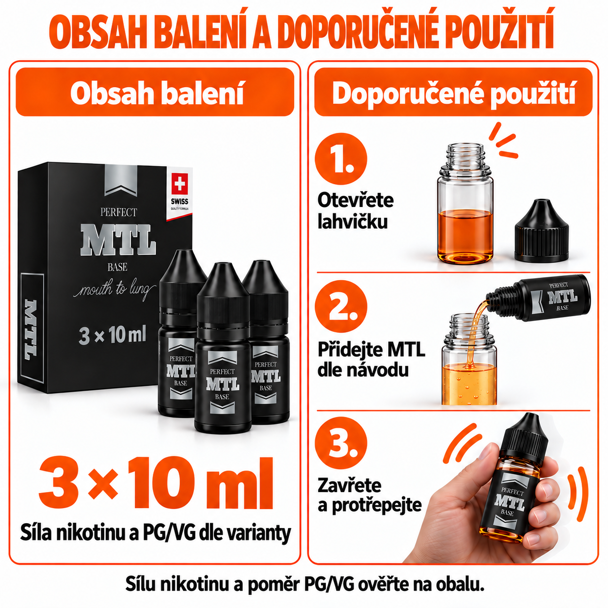 JustVape MTL NicShot (50VG/50PG) 3x10ml intenzita nikotinu 18mg