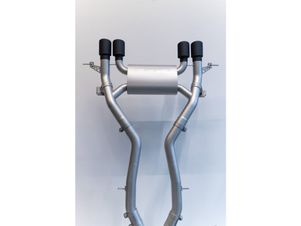 GTSPORTS OPF/GPFback výfuk 76mm BMW M3/M4 G8x - s rezonátorem / černé kulaté koncovky