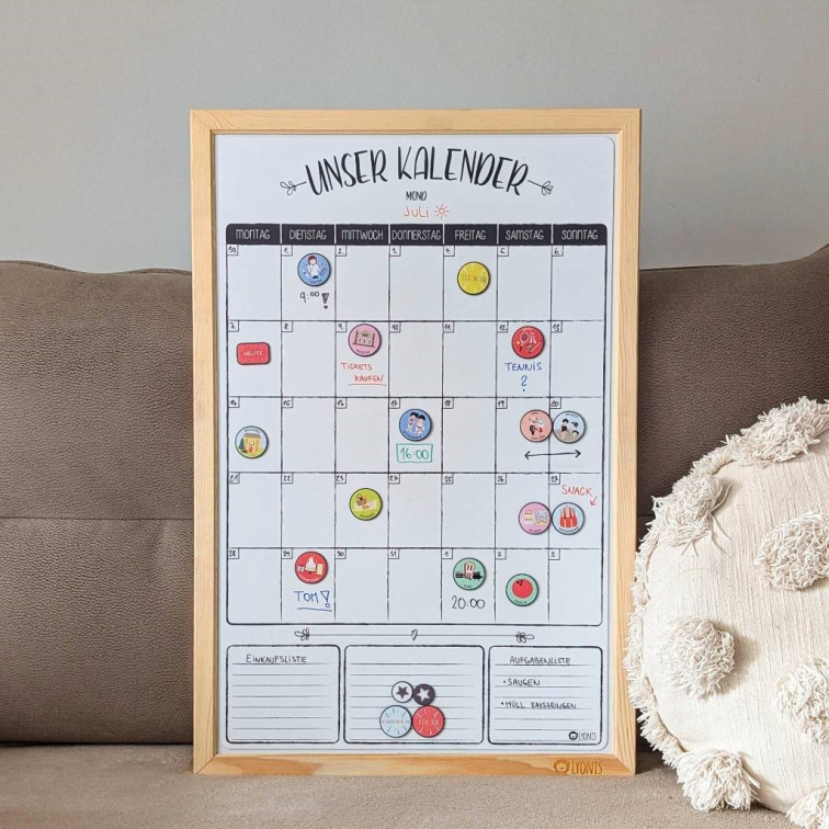 Magnetischer Familienkalender Weiß – undatiert & wiederbeschreibbar