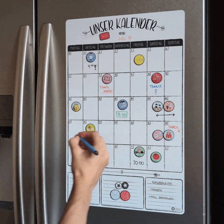 Magnetischer Familienkalender Weiß – undatiert & wiederbeschreibbar